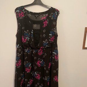 Torrid Black & Roses Sheer & Lace Dress